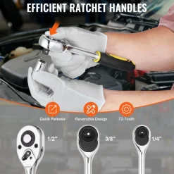 VEVOR 207-Piece Mechanics Tool Set, 1/4