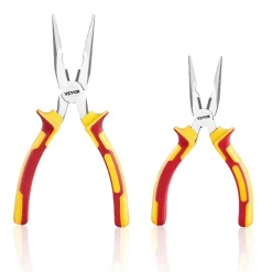 VEVOR 2-Piece Needle Nose Pliers, 8 in Long Needle Nose Plier and 6 in Small Needle Nose Plier, 45 Steel and TPR Handle, for Wire Wrapping, Handmade Craft, Jewelry Making Supplies, Repairing