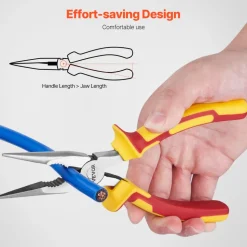 VEVOR 2-Piece Needle Nose Pliers, 8 in Long Needle Nose Plier and 6 in Small Needle Nose Plier, 45 Steel and TPR Handle, for Wire Wrapping, Handmade Craft, Jewelry Making Supplies, Repairing