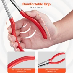 VEVOR 5-Piece Needle Nose Pliers, 11 in Long Needle Nose Pliers Set, Diagonal Cutting Pliers, 45°/ 90° Bent Nose Plier, Round Nose Plier, Long Nose Plier, Professional Pliers Set with Storage Bag