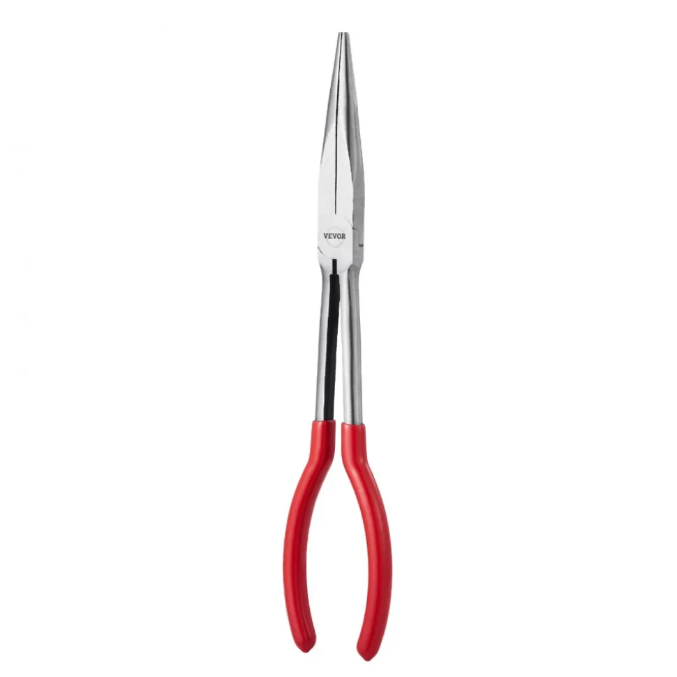 VEVOR 5-Piece Needle Nose Pliers, 11 in Long Needle Nose Pliers Set, Diagonal Cutting Pliers, 45°/ 90° Bent Nose Plier, Round Nose Plier, Long Nose Plier, Professional Pliers Set with Storage Bag