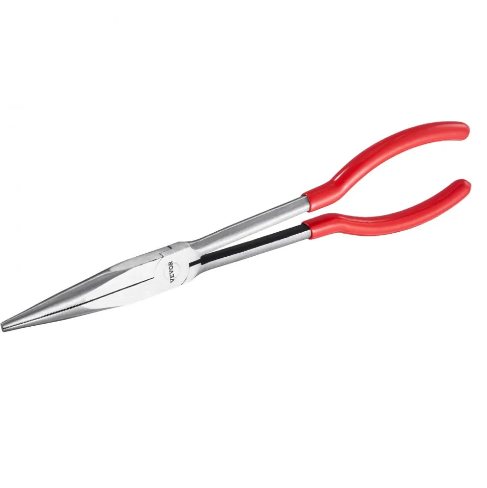 VEVOR 5-Piece Needle Nose Pliers, 11 in Long Needle Nose Pliers Set, Diagonal Cutting Pliers, 45°/ 90° Bent Nose Plier, Round Nose Plier, Long Nose Plier, Professional Pliers Set with Storage Bag