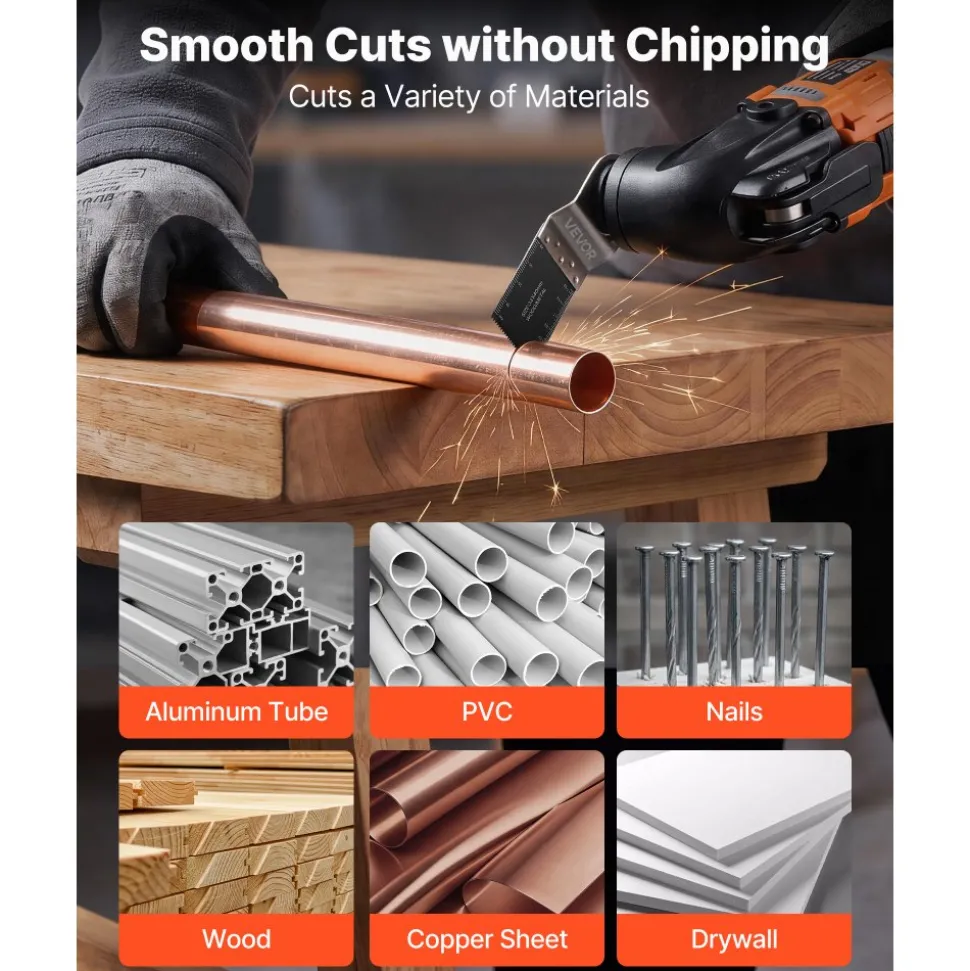VEVOR 160-Piece Oscillating Saw Blades and Sanding Kit – 36 Universal Multi Tool Blades with 2 Scrapers, 2 Sanding Pads & 120 Sandpapers, 11 Types Oscillating Multitool Blades for Wood Plastic Metal