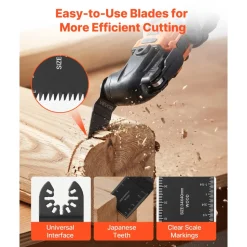 VEVOR 160-Piece Oscillating Saw Blades and Sanding Kit – 36 Universal Multi Tool Blades with 2 Scrapers, 2 Sanding Pads & 120 Sandpapers, 11 Types Oscillating Multitool Blades for Wood Plastic Metal
