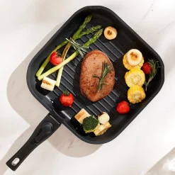 VEVOR 17 Piece Pots and Pans Set, Granite Nonstick Detachable Handle Cookware, Space Saving Induction Cookwares, Kitchen RV Cooking Sets with Frying, Sauce, Saute, Tempered Glass Lid, Oven Safe, Black