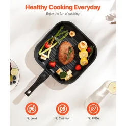 VEVOR 17 Piece Pots and Pans Set, Granite Nonstick Detachable Handle Cookware, Space Saving Induction Cookwares, Kitchen RV Cooking Sets with Frying, Sauce, Saute, Tempered Glass Lid, Oven Safe, Black