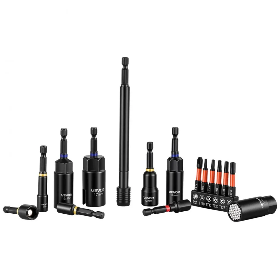 VEVOR 80-Piece Premium Magnetic Impact Nut Driver Set, Metric & SAE Sizes, with Socket Adapters, Bit Holder, Wing Nut Driver, Universal Sockets, Quick Release Extension, Power Bits, Storage Box