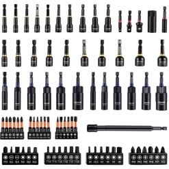 VEVOR 80-Piece Premium Magnetic Impact Nut Driver Set, Metric & SAE Sizes, with Socket Adapters, Bit Holder, Wing Nut Driver, Universal Sockets, Quick Release Extension, Power Bits, Storage Box