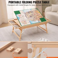 VEVOR 1500 Piece Puzzle Table with Folding Legs, 4 Drawers and Cover, 32.7