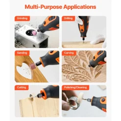VEVOR 51-Piece Rotary Tool Kit, 200W Mini Power Rotary Tool Corded, 8000-40000RPM Multi-Purpose DIY Tools with Universal Chuck for Engraving, Sanding, Grinding, Polishing, Cutting, DIY Crafts