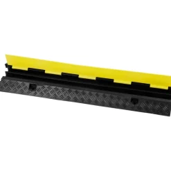 VEVOR 5-Piece Rubber Cable Guard, Dual Channel, 12000 lbs per Axle Load Capacity, Durable Hose & Wire Protection Ramp for Driveways, with Easy Access Top & 50 ft Caution Tape for Both Indoor & Outd