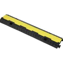 VEVOR 5-Piece Rubber Cable Guard, Dual Channel, 12000 lbs per Axle Load Capacity, Durable Hose & Wire Protection Ramp for Driveways, with Easy Access Top & 50 ft Caution Tape for Both Indoor & Outd