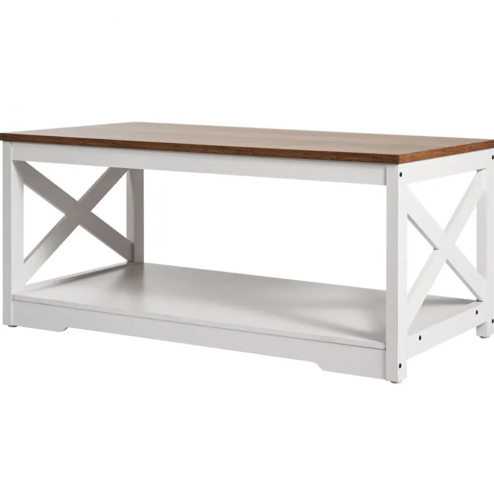 VEVOR 3 Pieces Farmhouse Coffee Table Sets, 40 in Industrial Coffee Table with 2 End Side Tables, Easy Assembly Coffee and End Tables Sets with Charging Station, for Office, Living Room & Apartment