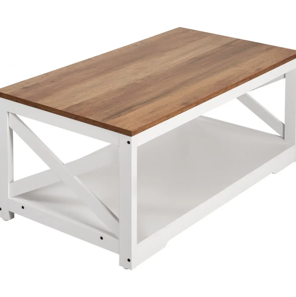 VEVOR 3 Pieces Farmhouse Coffee Table Sets, 40 in Industrial Coffee Table with 2 End Side Tables, Easy Assembly Coffee and End Tables Sets with Charging Station, for Office, Living Room & Apartment