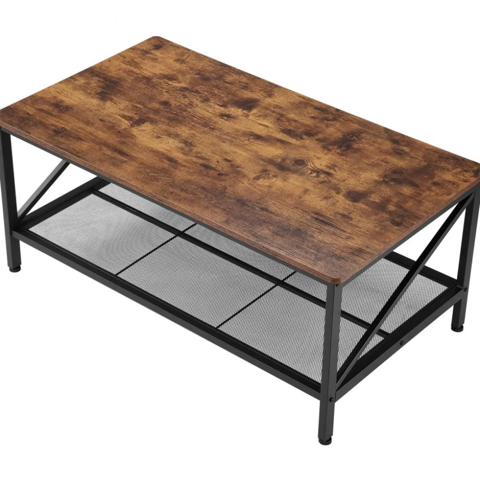 VEVOR 3 Pieces Living Room Table Sets, 41.3 in Industrial Coffee Table with 2 Square End Side Tables, Easy Assembly Coffee and End Tables Sets with Metal Legs, for Office, Living Room & Apartment