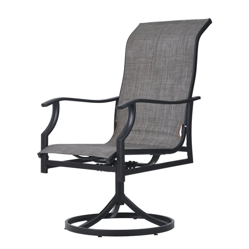 VEVOR 5 Pieces Patio Dining Set, Outdoor Furniture Table and Swivel Chairs Set, All Weather Garden Furniture Table Sets, Iron Patio Conversation Set with Umbrella Hole, For Lawn, Deck, Backyard, Black