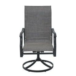 VEVOR 5 Pieces Patio Dining Set, Outdoor Furniture Table and Swivel Chairs Set, All Weather Garden Furniture Table Sets, Iron Patio Conversation Set with Umbrella Hole, For Lawn, Deck, Backyard, Black