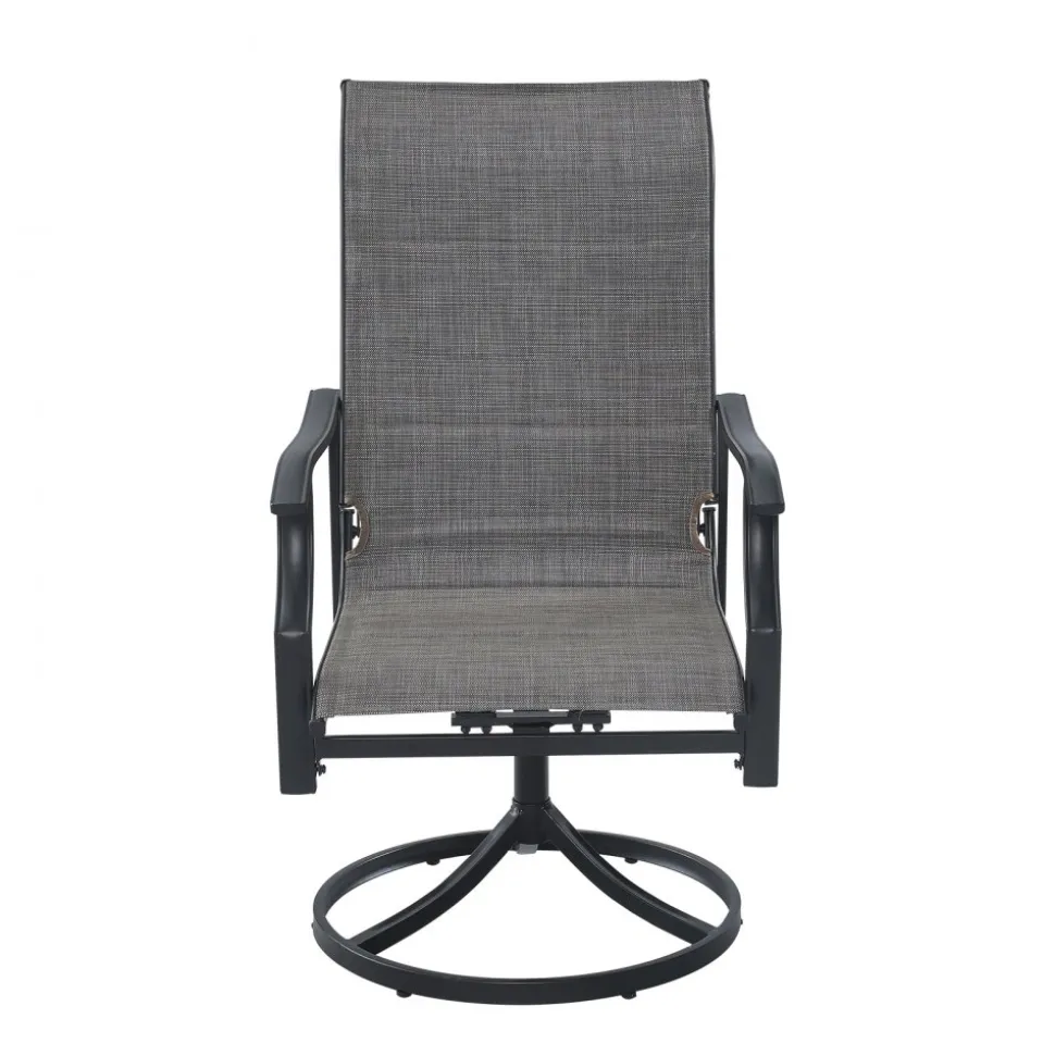 VEVOR 5 Pieces Patio Dining Set, Outdoor Furniture Table and Swivel Chairs Set, All Weather Garden Furniture Table Sets, Iron Patio Conversation Set with Umbrella Hole, For Lawn, Deck, Backyard, Black