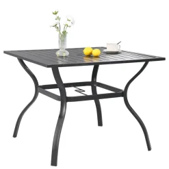 VEVOR 5 Pieces Patio Dining Set, Outdoor Furniture Table and Swivel Chairs Set, All Weather Garden Furniture Table Sets, Iron Patio Conversation Set with Umbrella Hole, For Lawn, Deck, Backyard, Black