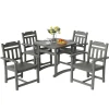 VEVOR 5 Pieces Patio Dining Set, Outdoor Square Furniture Table and Chairs, All Weather Garden Furniture Table Sets, HIPS Small Patio Conversation Set, For Lawn, Deck, Backyard, Poolside, Light Gray