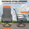 VEVOR 7 Pieces Patio Dining Set, Outdoor Furniture Table and Swivel Chairs Set, All Weather Garden Furniture Table Sets, Iron Patio Conversation Set with Umbrella Hole, For Lawn, Deck, Backyard, Black