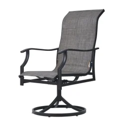 VEVOR 7 Pieces Patio Dining Set, Outdoor Furniture Table and Swivel Chairs Set, All Weather Garden Furniture Table Sets, Iron Patio Conversation Set with Umbrella Hole, For Lawn, Deck, Backyard, Black