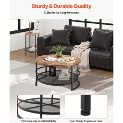 VEVOR 2 Pieces Round Coffee Tables Sets, 31.3 in Industrial Living Room Table with 1 End Side Table, Easy Assembly Coffee and End Tables Sets with Metal Legs, for Office, Living Room and Apartment