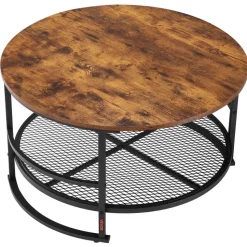 VEVOR 3 Pieces Round Coffee Table Sets, 31.5 in Industrial Living Room Table with 2 End Side Tables, Easy Assembly Coffee and End Tables Sets with Metal Legs, for Office, Living Room and Apartment