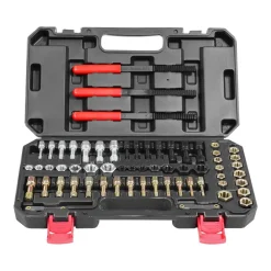 VEVOR 61-Piece Thread Chaser Set, UNC UNF and Metric Thread Restorer Tool, Rethreading Tool Kit with 28 Taps 28 Dies 3 Thread Files Storage Case, Heat Treated Steel, for Mechanics DIY Enthusiasts