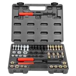 VEVOR 49-Piece Thread Chaser Set, UNC UNF and Metric Thread Restorer Tool, Rethreading Tool Kit with 22 Taps 24 Dies 3 Thread Files Storage Case, Heat Treated Steel, for Mechanics DIY Enthusiasts