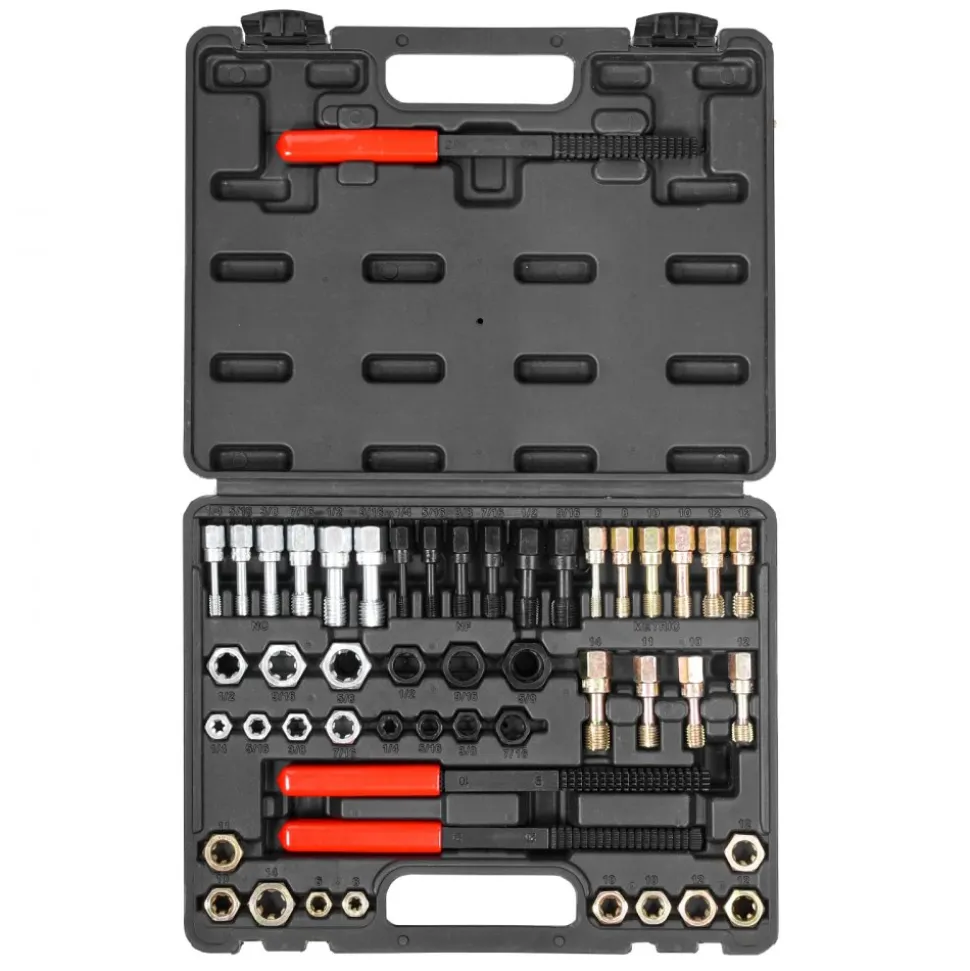 VEVOR 49-Piece Thread Chaser Set, UNC UNF and Metric Thread Restorer Tool, Rethreading Tool Kit with 22 Taps 24 Dies 3 Thread Files Storage Case, Heat Treated Steel, for Mechanics DIY Enthusiasts