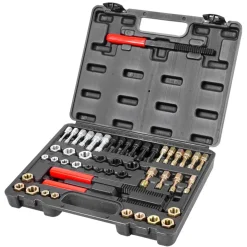 VEVOR 49-Piece Thread Chaser Set, UNC UNF and Metric Thread Restorer Tool, Rethreading Tool Kit with 22 Taps 24 Dies 3 Thread Files Storage Case, Heat Treated Steel, for Mechanics DIY Enthusiasts