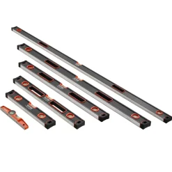 VEVOR 6-Piece Torpedo Level, 78/48/32/24/16/10 Inch Box Levels Set, Bubble Vials Ruler for 45/90/180 Degree, Shock-Proof Aluminum Alloy Magnetic Leveler Tool, SAE/Metric Scale(Only 10-inch has magnet)