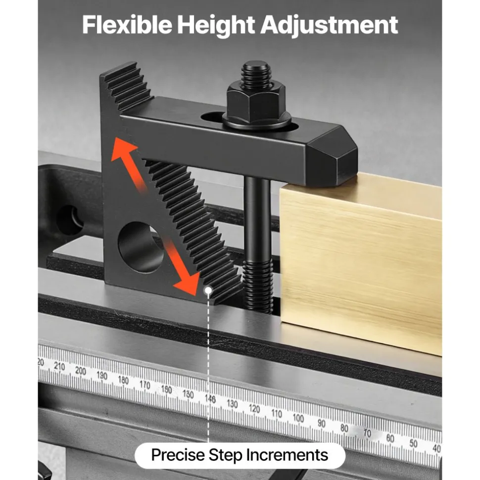 VEVOR 58 Piece 5/8" T-Slot Clamping Kit Hold Down Clamp 1/2"-13 Stud Size, for Bridgeport Mills, Standard Milling Machine, Drill Press, Heat Treated and Precision Ground, Flexible Height Adjustment
