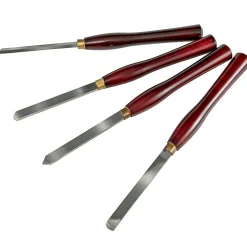 VEVOR 8-Piece Wood Lathe Chisel Kit, HSS Steel Blades, Woodworking Turning Tools with Wooden Storage Case, Ideal for Wood, Root, and Furniture Carving - Red