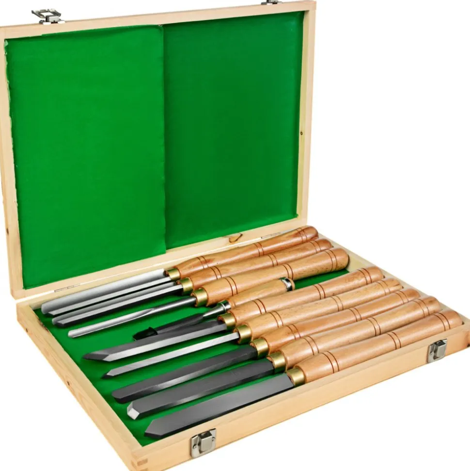 VEVOR 12-Piece Wood Lathe Chisel Set, 3.75" Blade, Woodworking & Carving Tools with Wooden Case for Furniture & Root Crafting