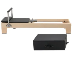 VEVOR Pilates Reformer Machine, Wooden Pilates Workout Equipment for Home Gym Studio Use, Pilates Bed with Dual Resistance- Spring & Cord, Reformer Set with Sitting Box, Up to 400 LBS