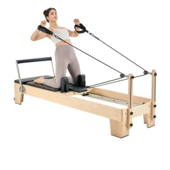 VEVOR Pilates Reformer Machine, Wooden Pilates Workout Equipment for Home Gym Studio Use, Pilates Bed with Dual Resistance- Spring & Cord, Reformer Set with Sitting Box, Up to 400 LBS
