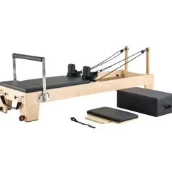 VEVOR Pilates Reformer Machine, Wooden Pilates Workout Equipment for Home Gym Studio Use, Pilates Bed with Dual Resistance- Spring & Cord, Reformer Set with Sitting Box, Up to 400 LBS