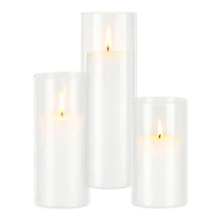 VEVOR Pillar Candles and Glass Vases Set 72 Pcs, Clear Cylinder Hurricane Candle Holders for Wedding Centerpieces, Tall Vase for Table Decor, Wedding Party, Thanksgiving,White (2.56