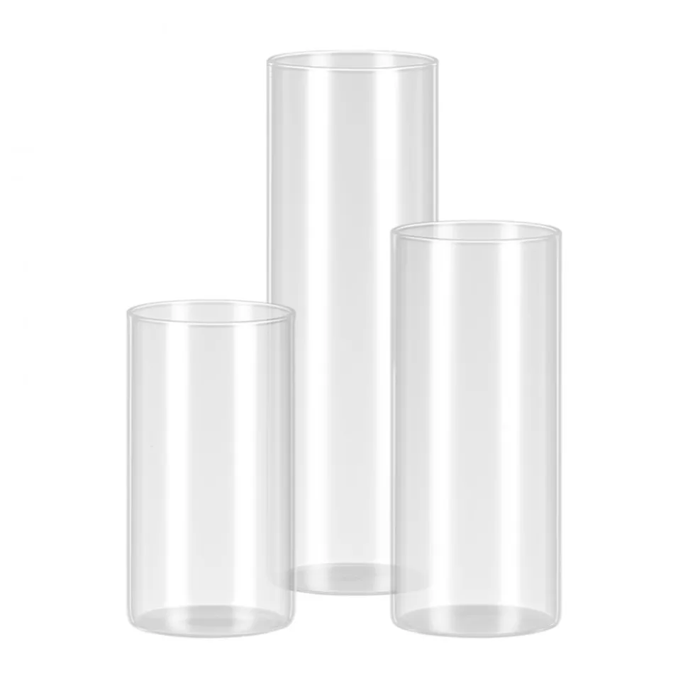 VEVOR Pillar Candles and Glass Vases Set 24 Pcs, Clear Cylinder Hurricane Candle Holders for Wedding Centerpieces, Tall Vase for Table Decor, Wedding Party, Thanksgiving,White (2.56" x 4.7",5.9",7.9")