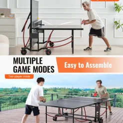 VEVOR Ping Pong Table, Professional Table Tennis Game, Indoor/Outdoor All Weather Aluminum Table Tennis Table, Portable Foldable Table with Quick Clamp Net & Large Lockable Wheels, 10 Minute Assembly