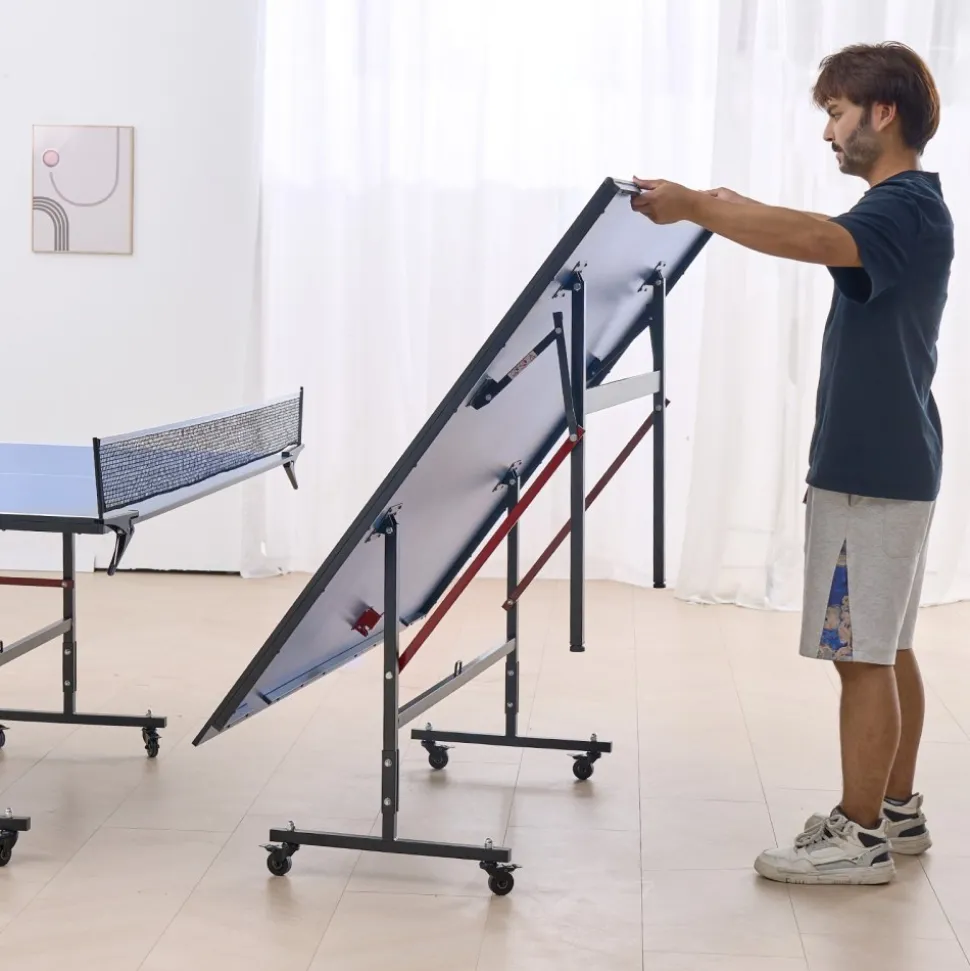VEVOR Ping Pong Table, Professional Table Tennis Game, Indoor MDF Portable Table Tennis Table, Foldable Ping Pong Table with Quick Clamp Net and Lockable Wheel, 10 Minute Easy Assembly, 12mm Tabletops