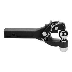VEVOR Pintle Hook, 20000 lbs, Pintle Hook Hitch for 2-inch Hitch Hook Military Receiver, Combination 2-5/16-inch Hitch Ball, Fits 2.5 to 3-inch Lunette Ring, 15.6-inch Length, Black Powder Coat