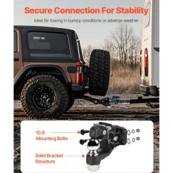 VEVOR Pintle Hook, 30000 lbs Towing Capacity, Trailer Hitches Receiver Hook Combination 2-5/16-inch Hitch Ball, Fits 2.5 to 3-inch Lunette Ring with Mounting Kit, Wear-resistant, Black Powder Coat