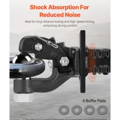 VEVOR Pintle Hook, 30000 lbs Towing Capacity, Trailer Hitches Receiver Hook Combination 2-5/16-inch Hitch Ball, Fits 2.5 to 3-inch Lunette Ring with Mounting Kit, Wear-resistant, Black Powder Coat