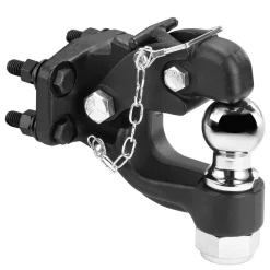 VEVOR Pintle Hook, 20000 lbs Towing Capacity, Trailer Hitches Receiver Hook Combination 2-inch Hitch Ball, Fits for 2.5 to 3-inch Lunette Ring with Mounting Kit, Wear-resistant, Black Powder Coat