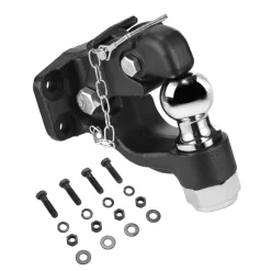 VEVOR Pintle Hook, 20000 lbs Towing Capacity, Trailer Hitches Receiver Hook Combination 2-inch Hitch Ball, Fits for 2.5 to 3-inch Lunette Ring with Mounting Kit, Wear-resistant, Black Powder Coat