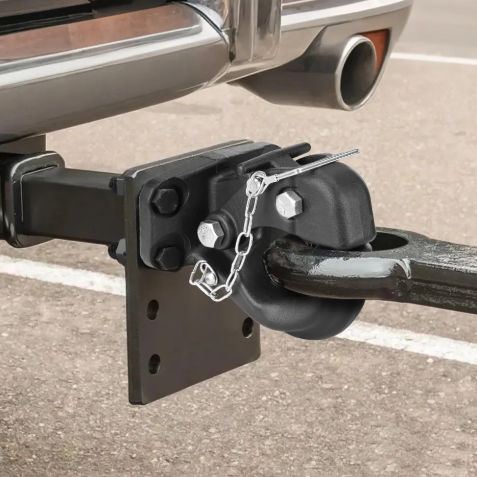 VEVOR Pintle Hook, 30000 lbs Towing Capacity, Trailer Hitches Receiver Hook Fits for 2.5 to 3-inch Lunette Ring with Mounting Kit, Wear-resistant, Black Powder Coat, Suitable for Various Vehicles