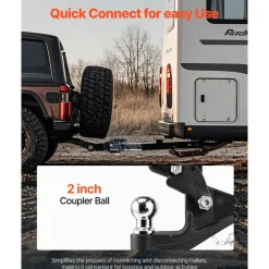 VEVOR Pintle Hook, 16000 lbs Towing Capacity, Pintle Hook Hitch for 2-inch Hitch Hook Military Receiver, Combination 2-inch Hitch Ball, Fits 2.5 to 3-inch Lunette Ring, Black Powder Coat, for Trailers